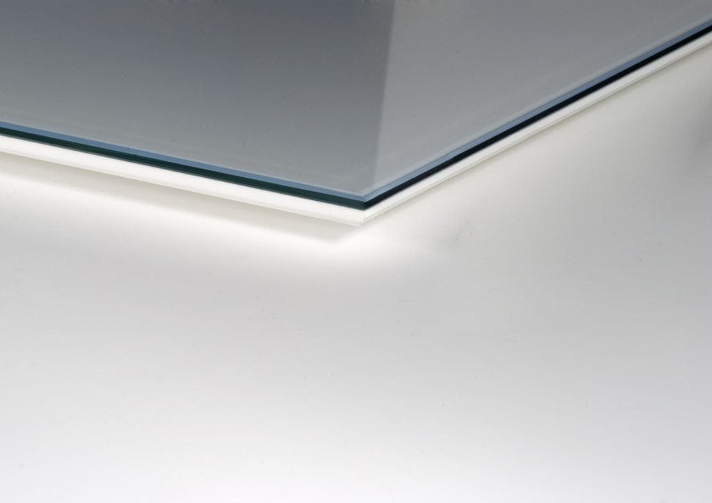 Toughened Glass Corner - used for Glass Face Mounting by Genesis Imaging.