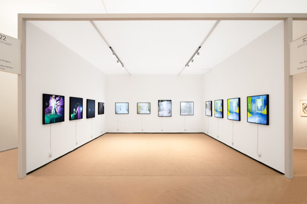Joy Gregory at Frieze Masters. Presented by Huxley-Parlour. Duratrans C-type prints by Genesis Imaging.
