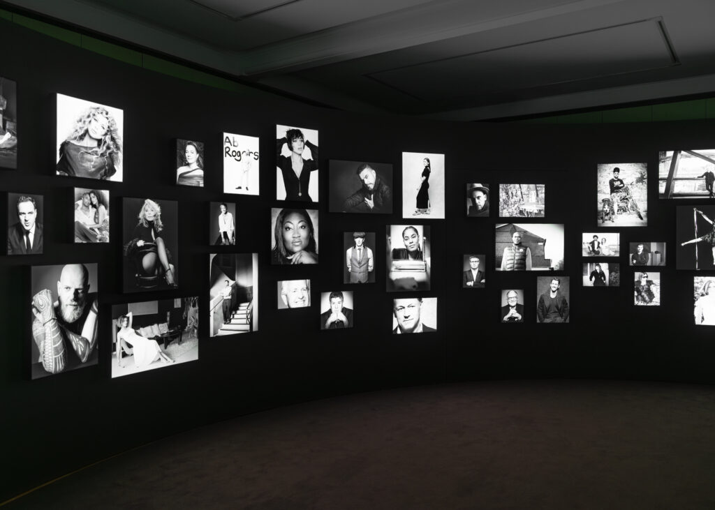 Zoë Law: 'LEGENDS' at the National Portrait Gallery. Installation photography by Neil Speakman. Bespoke Fabric Lightboxes and Giclée Fine Art (Pigment) Prints mounted to Dibond by Genesis Imaging.